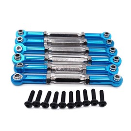 AIXXCUVQ 6pcs 1/10 Aluminum Alloy Steering Link Rod Set for AMP Monster Trucks Wheelbase RC Car Accessories Replacement Parts, Blue