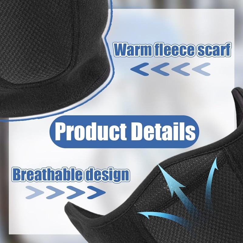 QEXUJOW Motorcycle Balaclavas, 1 Black Snowboard Half Face Mask, Ski