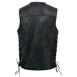 Milwaukee Leather Men’s Riding Leather Vest – V-Neck Snap Front, CCW Storage Pockets, Multiple Styles - 7X-Large