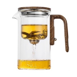 Enchantipot Magic Tea Pot, Water Separation Glass Teapot With Wooden Handle, With Strainer And Infuser, Kianstier Witchcraft Pot (24.4oz/720ml)