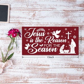 Christmas Wood Sign, Decorative Wooden Plaque Sign, Christmas Wall Sign, Christian Wall Art, Religious Hanging Decor, Modern Farmhouse Home Decor, Jesus is the Reason for the Season Sign