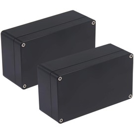 Raculety 2 Pack Project Box IP65 Waterproof Junction Box ABS Plastic Black Electrical Boxes DIY Electronic Project Case Power Enclosure 6.22"x3.54"x2.36"(158x90x60mm))
