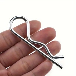 WISSXNA 10PCS Spring Hitch Cotter Hair Pin,White Zinc Plated Retaining Wire Pins Clip Hitch Clip Cast Iron Pull Ring & Positioning Pin(M3.5*75mm)