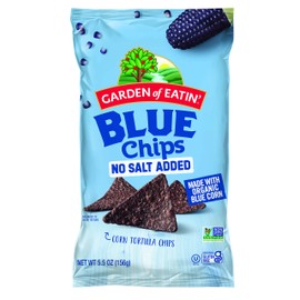 Garden of Eatin' Tortilla Chips, Blue Corn, No Salt Added, 5.5 oz. (Pack of 12)