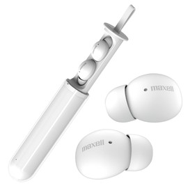 Maxell MXH-BTW401WHZ Fully Wireless Earphones, Bluetooth 5.3 Compatible, Hands-Free Calling, Lightweight, Small, Stick-Type, Multi-Pairing, Single Ear Mode, White