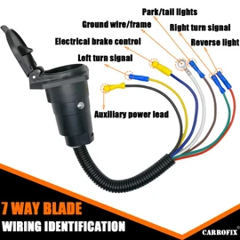 CARROFIX - Conector de luz para remolque de 7 vías, 7 cables eléctrico convertidor rápido con soporte de montaje