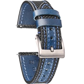 Hemsut Leather with Nylon Watch Strap 18 mm 20 mm 22 mm Quick Release Watch Straps for Men Women Quick Release