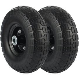 2 Sack Truck Wheels with 16 mm Axle Hole, 260 x 85 mm Puncture-proof Solid Rubber Tyres up to 150 kg 4.10/3.50-4 Inch PU Wheel Sack Truck, Wheels for Sack Truck, Spare Wheel Handcart Puncture Proof,