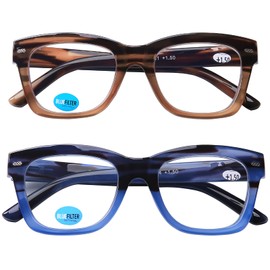 AQWANO Reading Glasses Computer Blue Light Blocking for Women/Men, Fashion Oversized Design Square Reader Anti Glare/Fatigue, 2.5