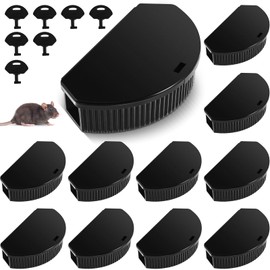 Qualirey 12 Pcs Mouse Station with Keys, Mice Bait Stations Waterproof Indoor Outdoor Traps Boxes, Bait Not Included, Suitable for Small (Translucence)