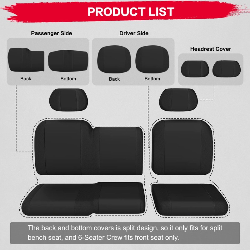 smotrcc Ranger 1000 Seat Covers with Headrest Covers - Waterproof