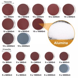 NSIoutlet 160pcs Sanding Discs Set 2/3" 80-3000 Grit Sandpapers Backup Pads for Drill