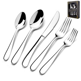 60-Piece Heavy Silverware Set, HaWare Premium Grade Stainless Steel Flatware Cutlery Set, Modern and Elegant Design for Home| Restaurant| Wedding, Mirror Polished and Dishwasher Safe(Raindrop)