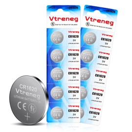 Vtreneg 10 Pack CR1620 Battery, 1620 3V Lithium Coin Button Battery for Key Fob Airtag Watch Car Remote Calculator LED Light - Long Lasting