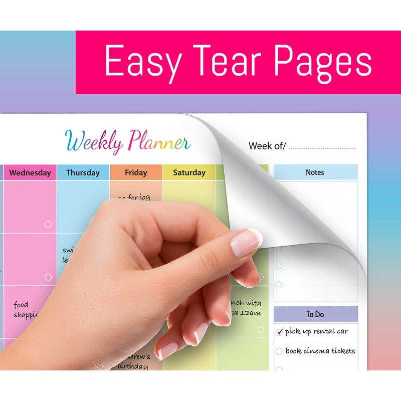 Monthly Planner Pad Personal Organiser with 52 Tear Off Colour