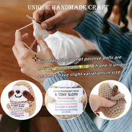 JoyChoi Positive Crochet Animal – 5-Pack Emotional Support Mini Nuggets: Duck, Sloth, Dinosaur, Shark & Flamingo – Cute Stress Relief Gifts for Women, Birthdays & Christmas