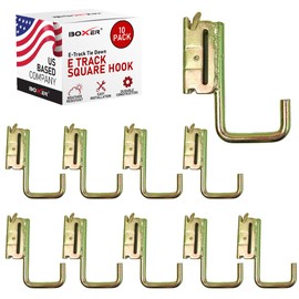 Boxer Tool Square Hook for E Track Systems 10 Pack, Square Hook Tie Down Accessories for Trucks, Trailers, Vans. E Track Fitting Accessory