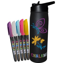 CHALKME Kids Craft Water Bottle - 20oz Stainless Steel, Decorate Your Own Water Bottle, Arts & Crafts Kit for Girls & Boys, Fun Birthday gift, Age 4-8 crafts. Christmas Gifts