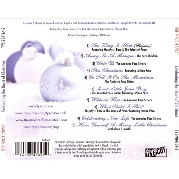 THE PACE FAMILY CELEBRATING THE HEART OF CHRISTMAS NEW CD