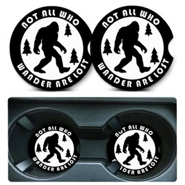 Car Coasters for Cup Holders,2 Pack Bigfoot Car Cup Holder Coasters,2.75" Universal Size Anti Slip Rubber Mat,Automotive Cup Holder Decal Decor Big Foot Sasquatch Gifts for Men,Women,Dad,Grandpa
