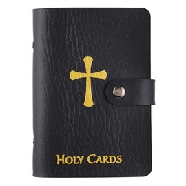 Needzo Black Holy Card Holder, Travel Booklet for Prayer Cards, 20 Double Sided Sleeves, 3 ½ x 5 ¼ Inches