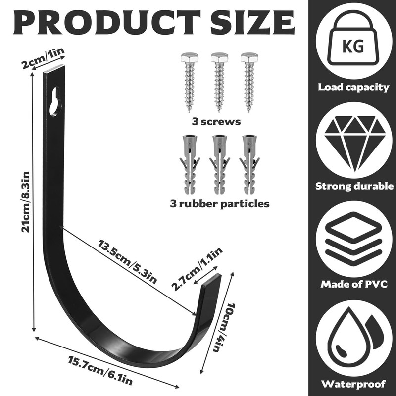 Pack of 2 Wall Hooks, Garage Hooks, Heavy Duty Hooks,