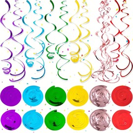 HSYTEK Pack of 12 Hanging Spiral Garland, 6 Colours Spiral Garland Decoration, Double Helix Spiral Rings Wreath for Birthdays, Weddings, Parties