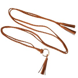 Bohemian Waist Belt Braided Woven Waist Rope Tie for Women Boho Rope Belts for Dress Rope Waist Belt with Tassel