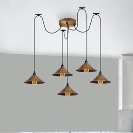 DC Voltage Multi Outlet Ceiling Rose (2-8 Point Available) Multiple Drop for Swag or Pendant Ceiling Light Fitting Vintage Retro ES E27 Braided Flex Lamp Holder (Yellow Brass Point 2)