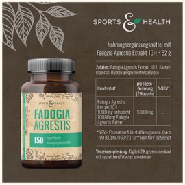 Fadogia Agrestis - Fadogia Extract 10:1 High Dose - 150 Vegan Capsules - 1000 mg Pure Extract per Daily Dose - Over 10 Weeks Supply - Quality from Germany