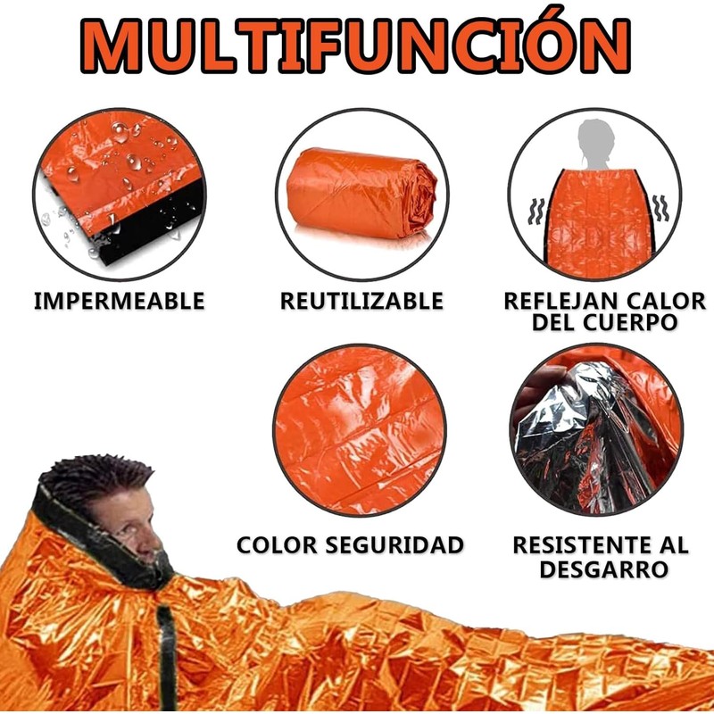Outdoor Insulated Survival Kits-Emergency Blankets(5 Pack),1 Emergency Sleeping Bag,1 Emergency