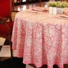 Labhanshi Pink Block Print Round Table Cloth|Indian Round Floral Cotton