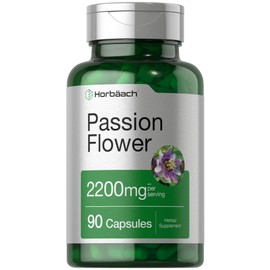 Horbäach Passion Flower Capsules | 2200mg | 90 Count | Non-GMO & Gluten Free Extract Supplement