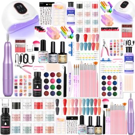 Acrylic Nail Kit Starter Set 12 Color Acrylic Powder with Nail Drill U V Light Full Tools Everything for Beginners Home Salon (-27)