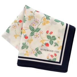 Blooming 138109-0002-03 Wedgewood Printed Handkerchief, Wild Strawberry, White, Women's, Handkerchief, Approx. 19.7 inches (50 cm), multicolor