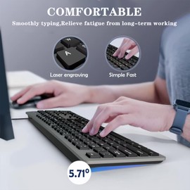 MIKUSO Wired Keyboard Laser Engraved Characters do not Fade Comfortable Hand Feel, USB Interface Suitable for Computers and Laptop PC,Full Size 104 Keyboards, Plug and Play, Office,Typists