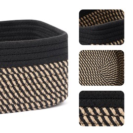 MiniArk Shelf Storage Baskets for Organizing | Closet Organizer Bins | Small Baskets | Toy Basket | Cute Decorative Basket | Cube Storage Bin | Woven Rope Basket | 11.5×7.5×4.7” | 3 Packs Black Brown