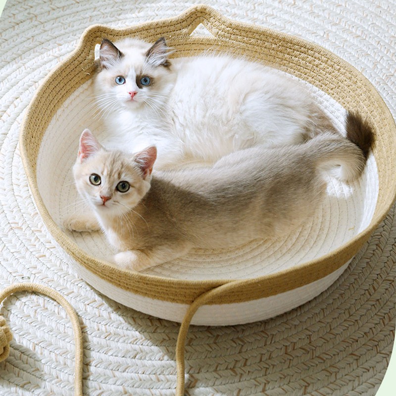 Handwoven Cotton Rope Cat Bed Multifunctional Exquisite Comfortable Cat House