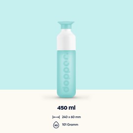 Dopper Original Polar Blue Water Bottle, 450 ml, BPA-Free Bottle, Leak-Proof, Reusable, Slim, Lightweight, Water Bottle for Sports, Fitness, School, Outdoor & Office