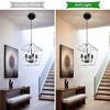 Phaosio Farmhouse Lantern Chandelier 4-Light, Industrial Brushed White Oak Ceiling