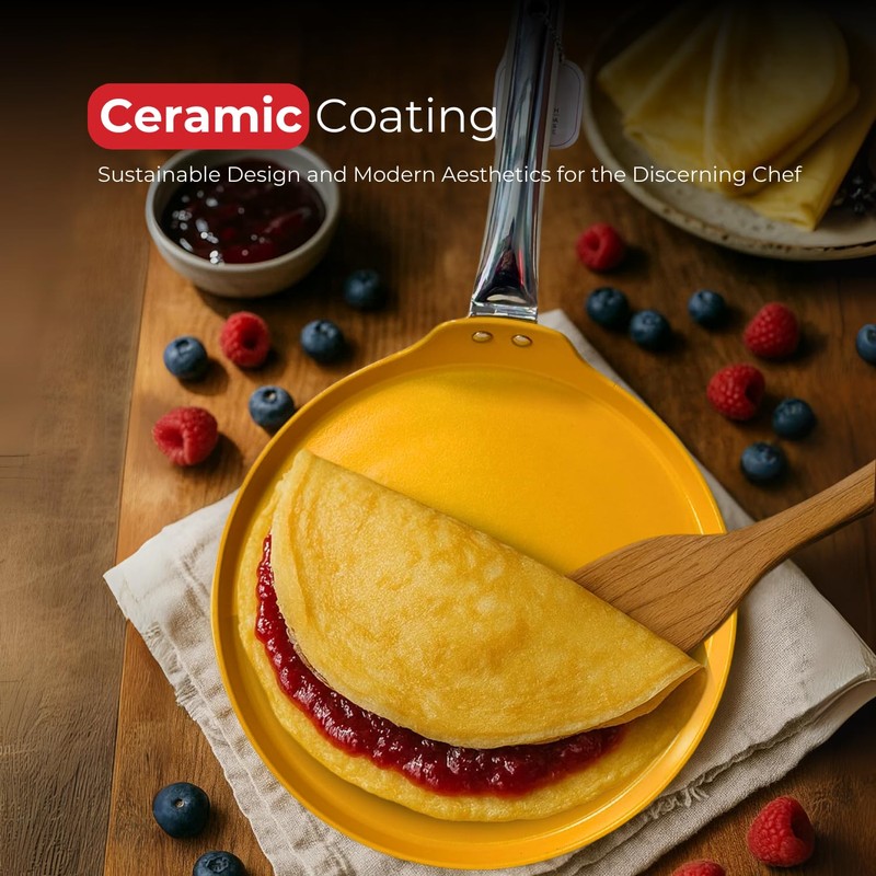 SALFORD 11.5 inch Nonstick Ceramic Crepe Pan, Flat Skillet Griddle