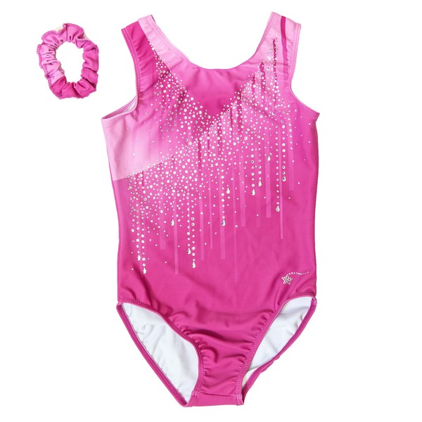 Destira Decadence Gymnastics Leotard For Girls, Raspberry Pink Tank With