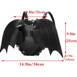 RainboSee Women Punk Backpack Novelty Bat Wing Daypack Purse Gothic Lace Shoulder Bag Black
