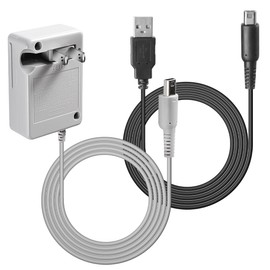 3DS Charger Power Adapter & USB Charger Cable Kit - OEM Original Replacement Power Supply Home Travel Portable Charging Accessories for 3DS, New 3DS XL, 2DS, New 2DS XL, DSi (1 Pack)
