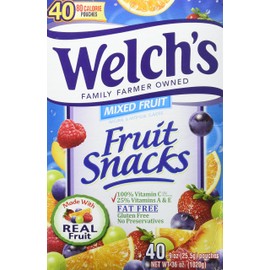 Welch's Fruit Snacks, Mixed Fruit, Gluten Free, Bulk Pack, 40 count (Pack of 6)