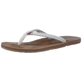 FLOJOS Women's Slip On Flip Flop Sandal, Ivory/Brown, 8