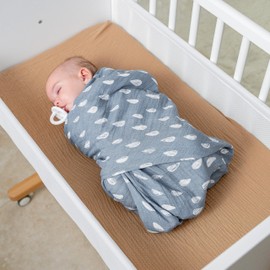 Comfy Cubs Muslin Swaddle Blankets (Pack of 1) - 119 x 119 cm, Soft Cotton Baby Blanket Set, Large Swaddling Wraps for Newborns - Self-Soothing Baby Swaddle - Blue Raindrops