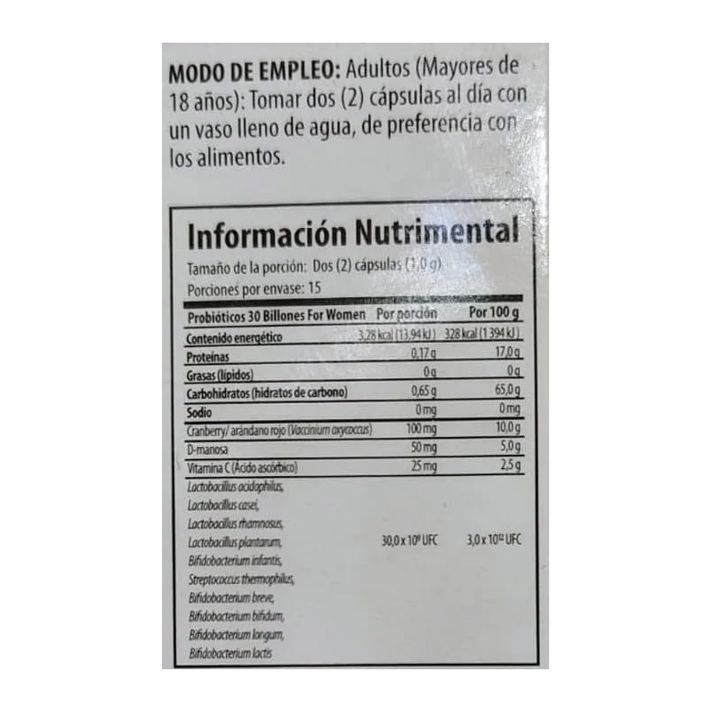 Solanum Probióticos Mujer 30 Billones Sabor Arandano, 30 capsulas de