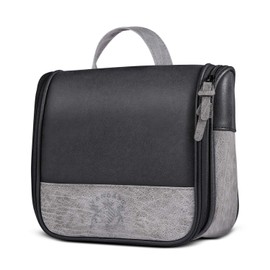 VACNASE Hanging Toiletry Bag for Men Vintage Leather Shaving Dopp Kit Medium Waterproof Travel Bathroom Bags Portable Shower Organizer