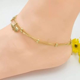 MyDivineSpace 14K Gold Plated Whale Tail ANKLET Unity & Freedom Charm. Tobillera Oro Laminado